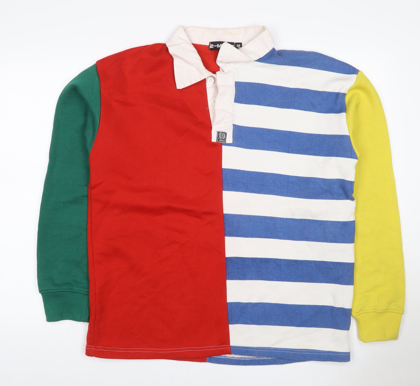 2-MINDS Men Multicoloured M Striped Henley Collared Sweatshirt