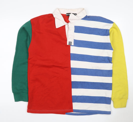 2-MINDS Men Multicoloured M Striped Henley Collared Sweatshirt