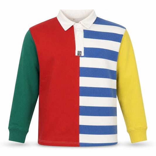 2-MINDS Men Multicoloured M Striped Henley Collared Sweatshirt