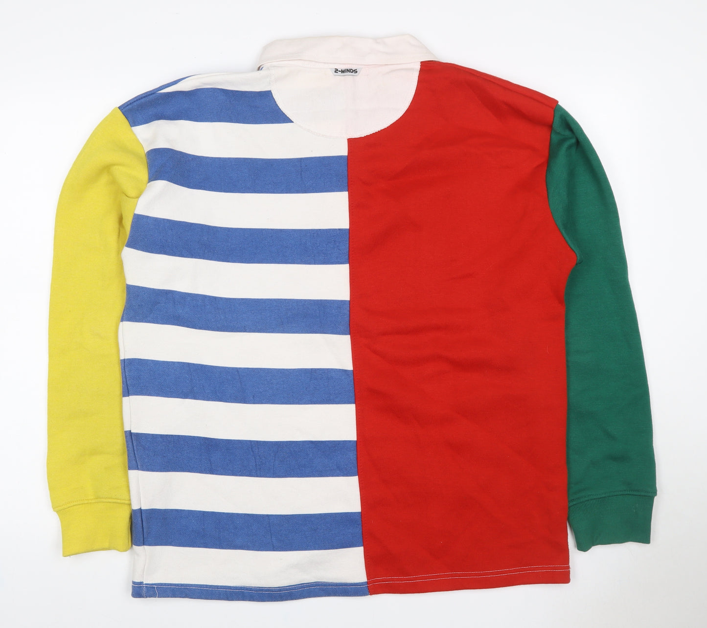 2-MINDS Men Multicoloured M Striped Henley Collared Sweatshirt