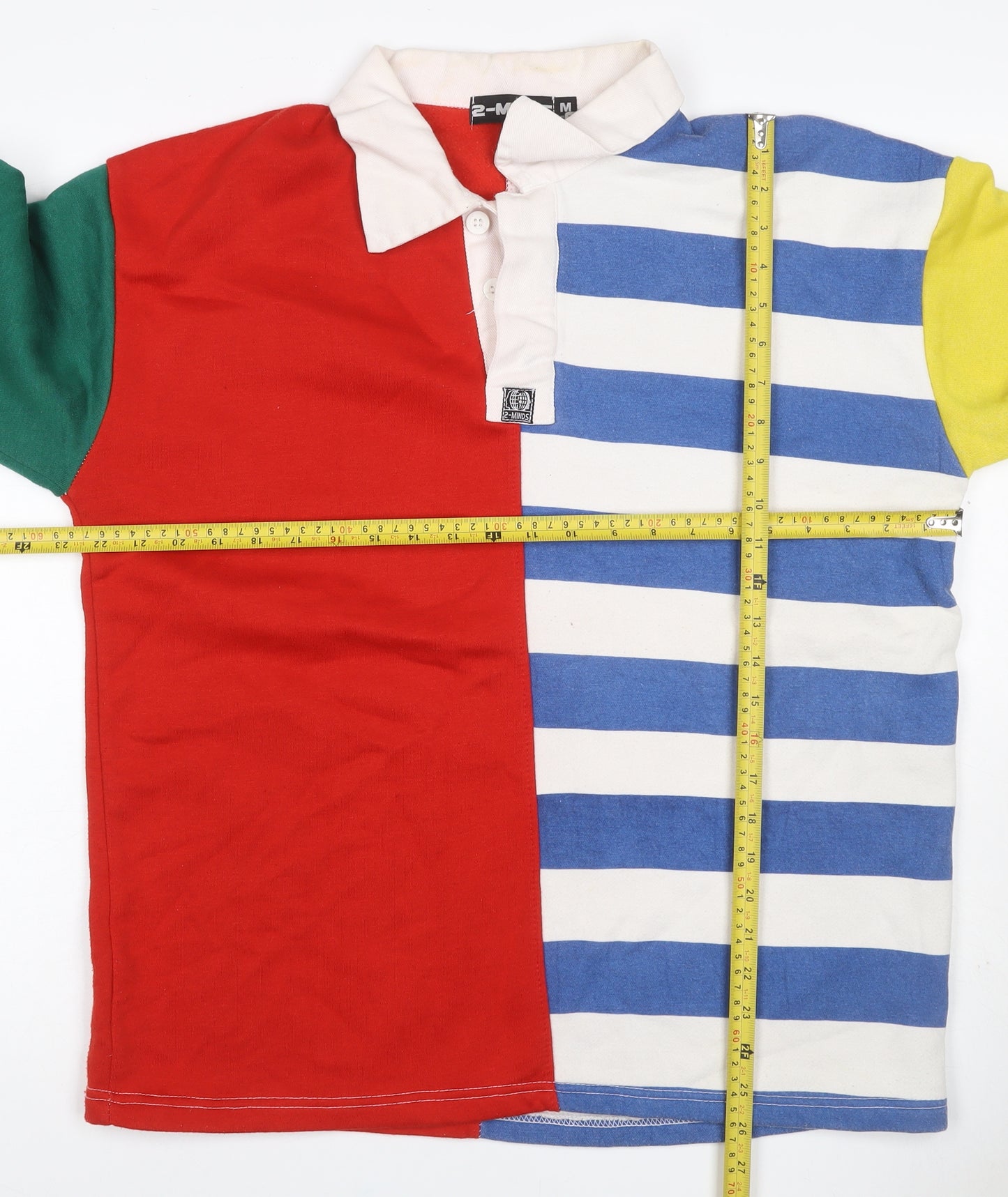 2-MINDS Men Multicoloured M Striped Henley Collared Sweatshirt