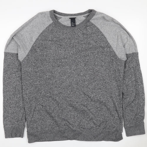 H&M Men’s Grey Marl L Pullover Crew Neck Cotton Blend Sweatshirt