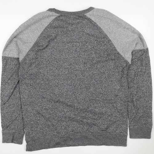 H&M Men’s Grey Marl L Pullover Crew Neck Cotton Blend Sweatshirt