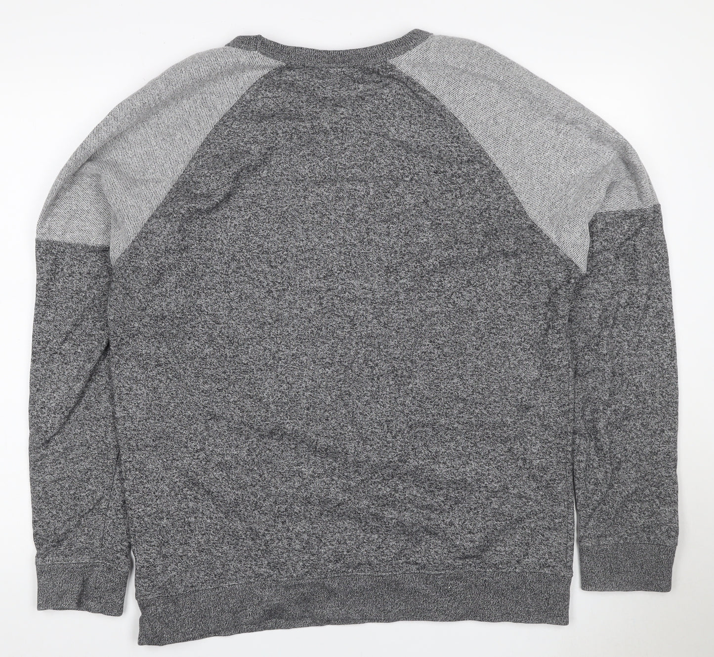 H&M Men’s Grey Marl L Pullover Crew Neck Cotton Blend Sweatshirt