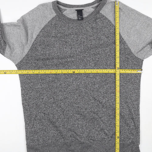 H&M Men’s Grey Marl L Pullover Crew Neck Cotton Blend Sweatshirt