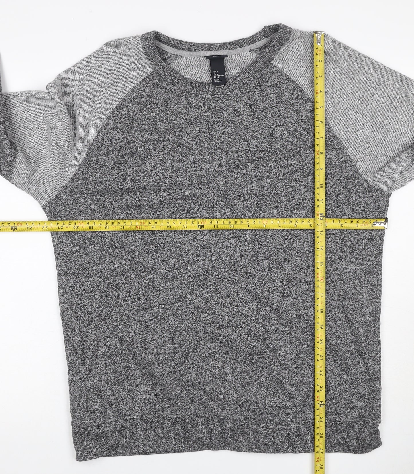 H&M Men’s Grey Marl L Pullover Crew Neck Cotton Blend Sweatshirt