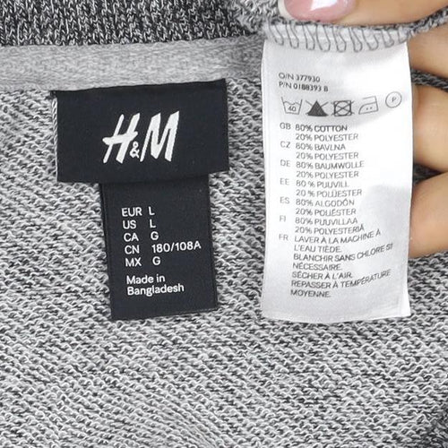 H&M Men’s Grey Marl L Pullover Crew Neck Cotton Blend Sweatshirt