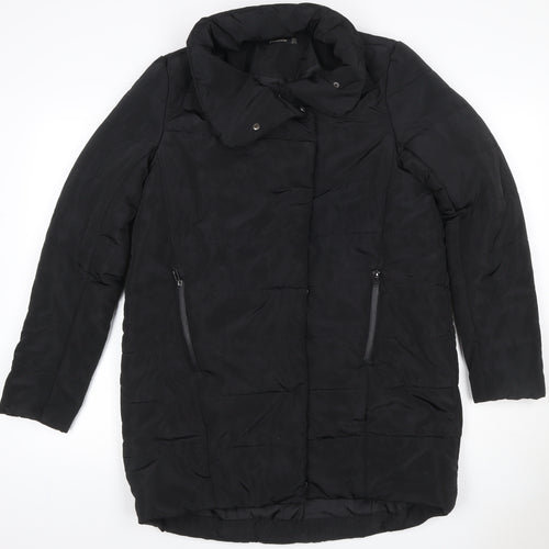 Stradivarius Women Black Size S Puffer Jacket Mid-Length Quilted