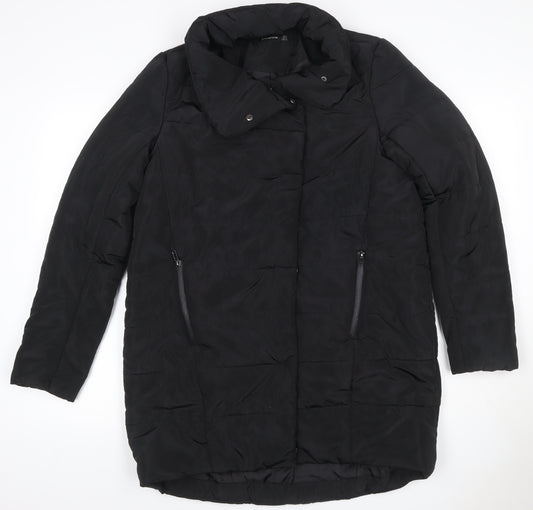 Stradivarius Women Black Size S Puffer Jacket Mid-Length Quilted