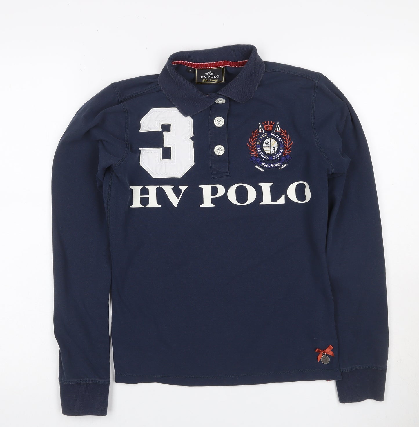 HV Polo Men’s Blue S Long Sleeve Graphic Logo Sports Polo Shirt