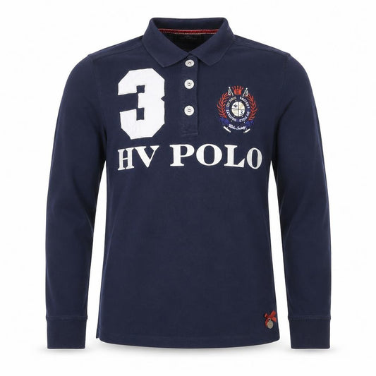 HV Polo Men’s Blue S Long Sleeve Graphic Logo Sports Polo Shirt