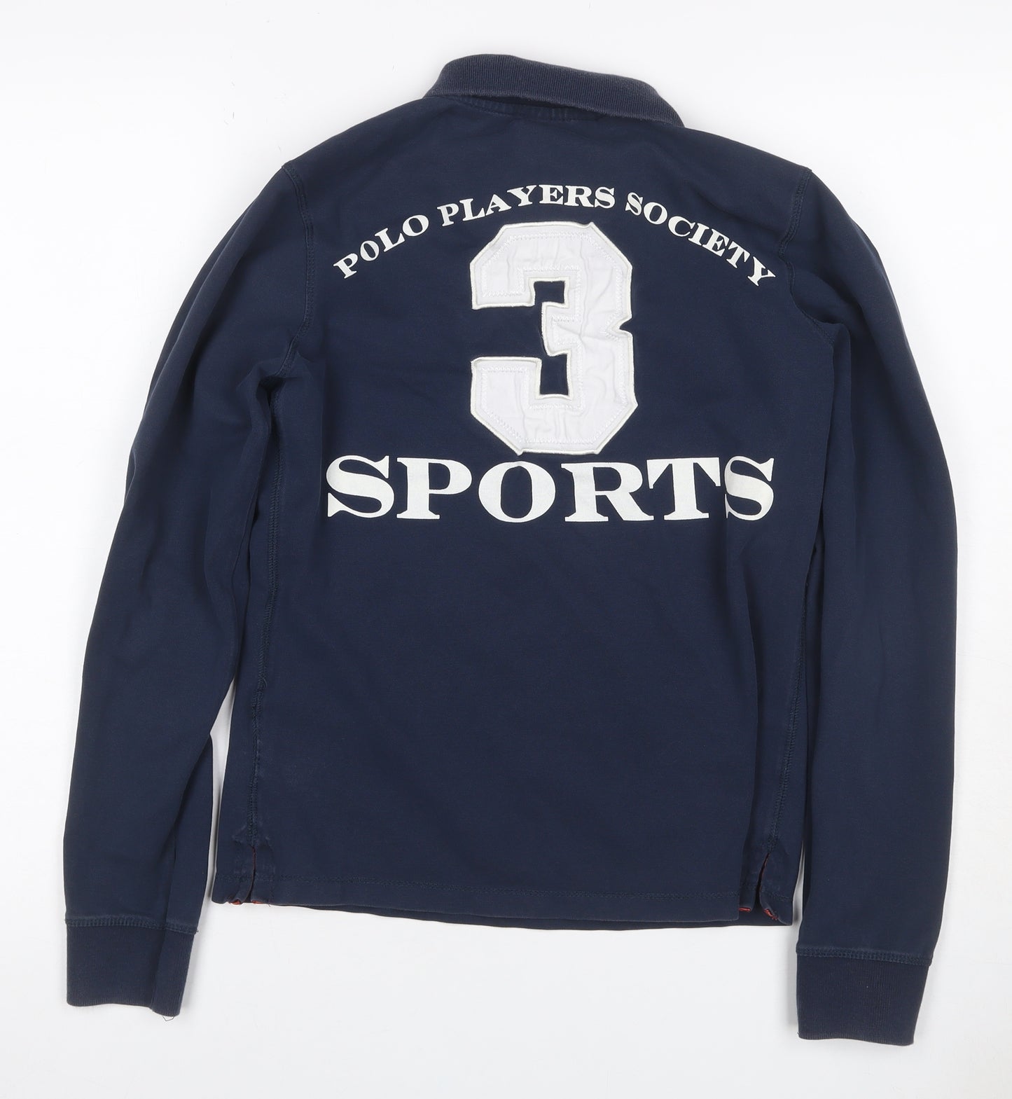 HV Polo Men’s Blue S Long Sleeve Graphic Logo Sports Polo Shirt