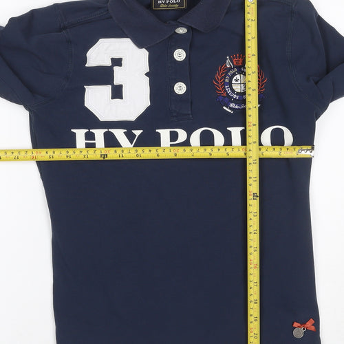 HV Polo Men’s Blue S Long Sleeve Graphic Logo Sports Polo Shirt