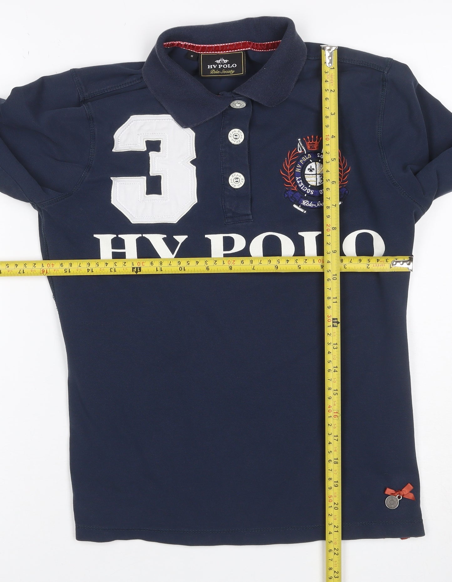 HV Polo Men’s Blue S Long Sleeve Graphic Logo Sports Polo Shirt