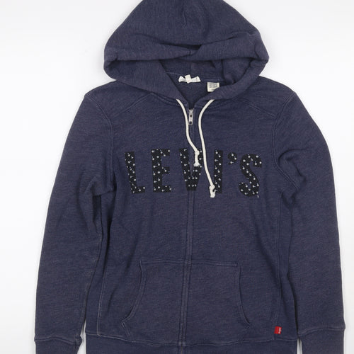 Levi's Women’s Blue Full Zip Hoodie Size S Logo Fleece