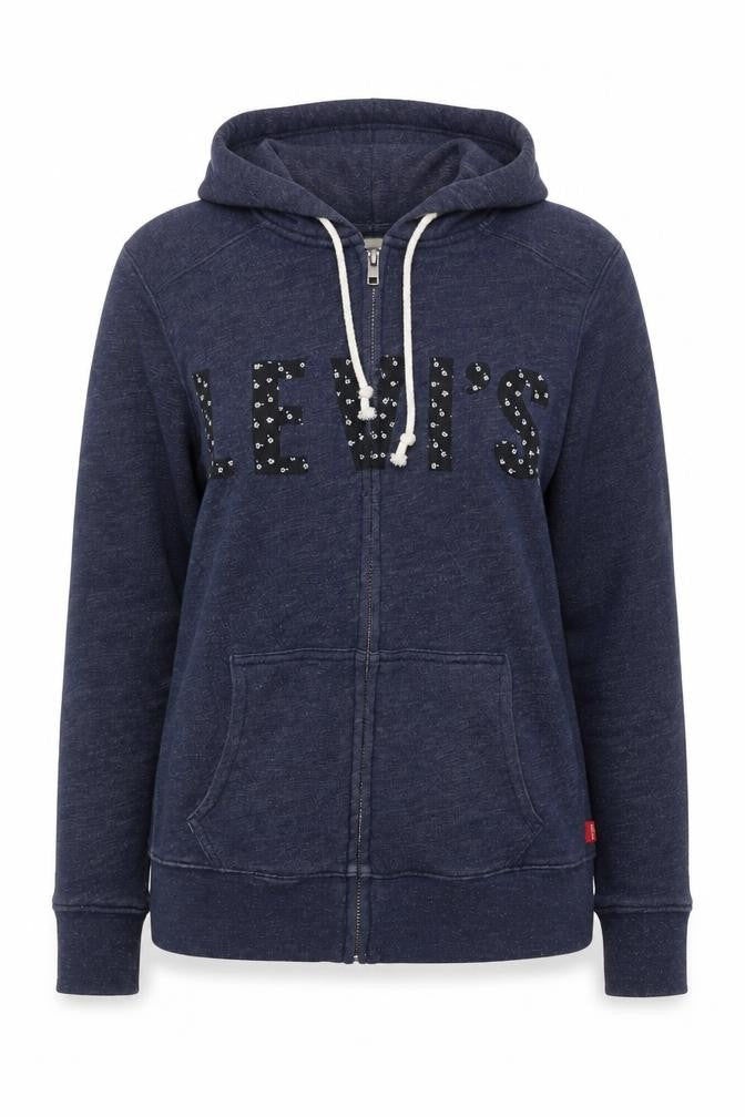 Levi's Women’s Blue Full Zip Hoodie Size S Logo Fleece