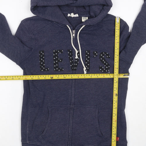 Levi's Women’s Blue Full Zip Hoodie Size S Logo Fleece