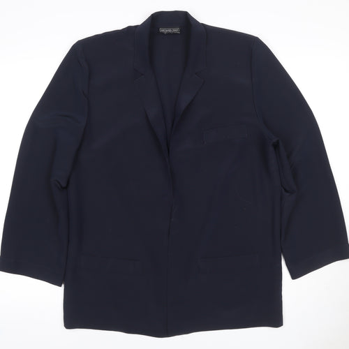Jacques Vert Women’s Navy Blue UK 12 Long Single-Breasted Blazer