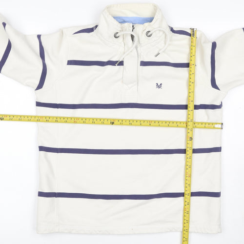 Crew Clothing Co Women Ivory Blue Stripe Size 12 1/4 Zip Henley Sweatshirt