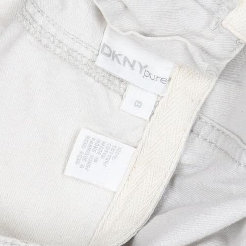 DKNY Pure Women’s Ivory Wide-Leg Cotton Trousers Size 8