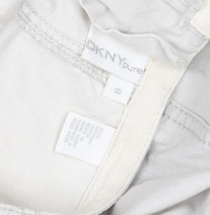 DKNY Pure Women’s Ivory Wide-Leg Cotton Trousers Size 8