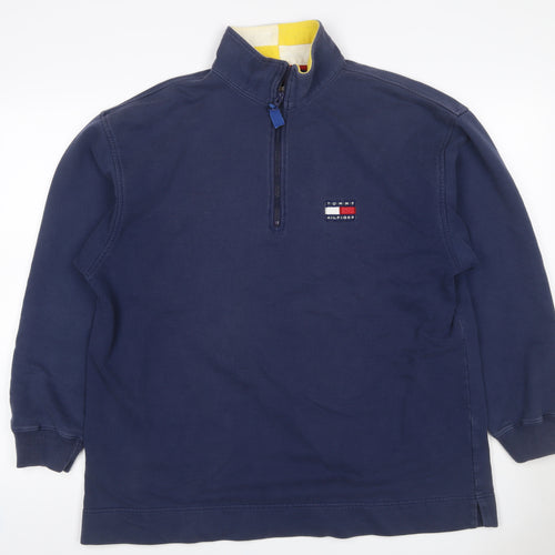 Tommy Hilfiger Men’s Navy M 1/4 Zip Logo Vintage Sweatshirt
