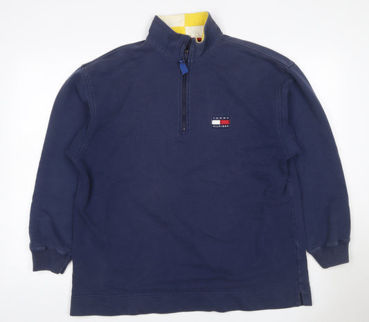 Tommy Hilfiger Men’s Navy M 1/4 Zip Logo Vintage Sweatshirt