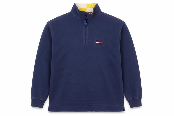 Tommy Hilfiger Men’s Navy M 1/4 Zip Logo Vintage Sweatshirt