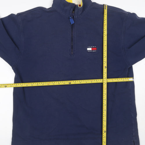 Tommy Hilfiger Men’s Navy M 1/4 Zip Logo Vintage Sweatshirt