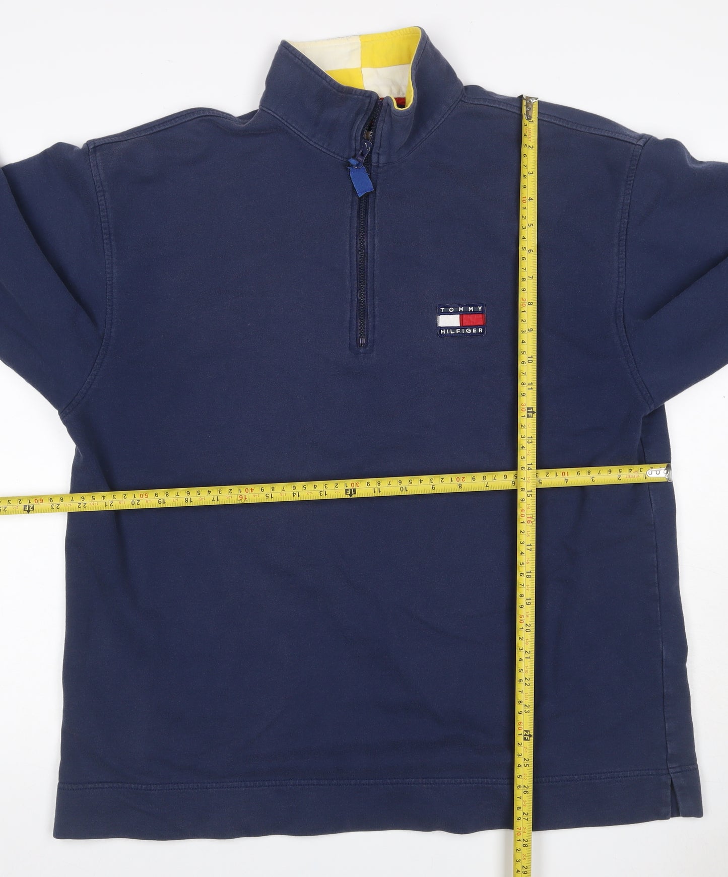 Tommy Hilfiger Men’s Navy M 1/4 Zip Logo Vintage Sweatshirt