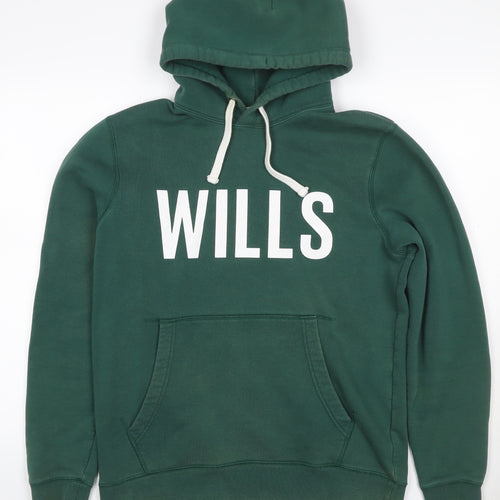 Jack Wills Men’s Green M Pullover Hoodie Logo Graphic Fleece