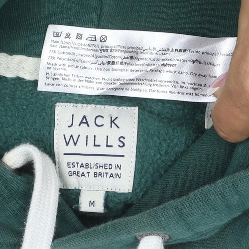 Jack Wills Men’s Green M Pullover Hoodie Logo Graphic Fleece