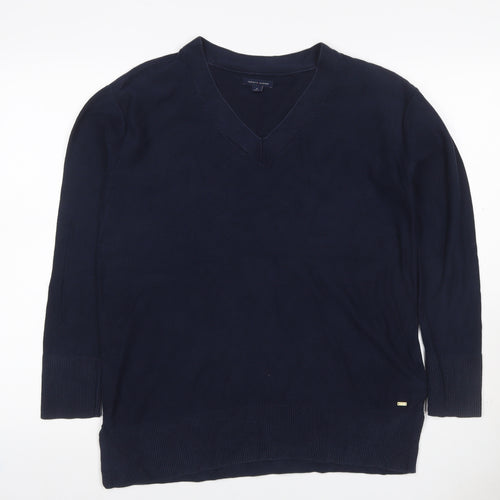 Tommy Hilfiger Men’s Blue M V-Neck Cotton Knit Pullover Jumper
