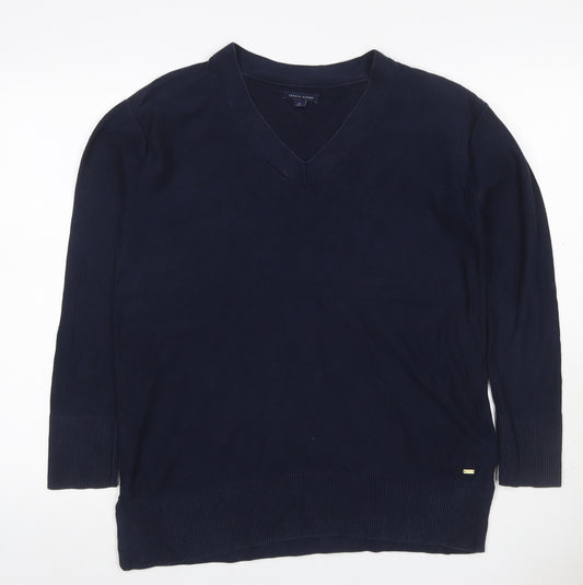 Tommy Hilfiger Men’s Blue M V-Neck Cotton Knit Pullover Jumper