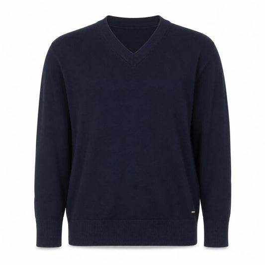 Tommy Hilfiger Men’s Blue M V-Neck Cotton Knit Pullover Jumper