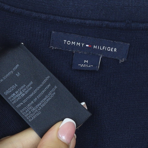 Tommy Hilfiger Men’s Blue M V-Neck Cotton Knit Pullover Jumper