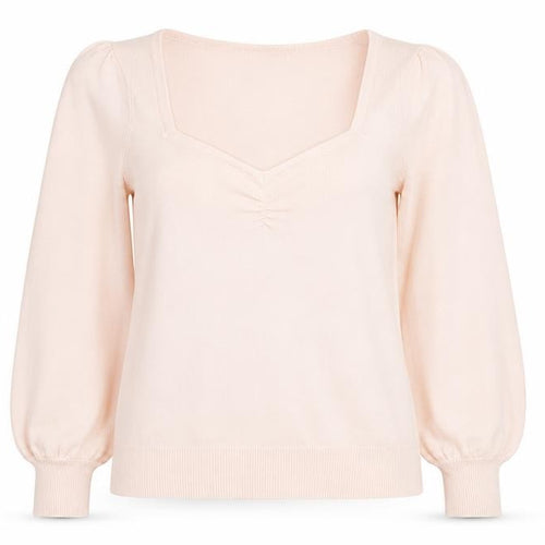 Oasis Women Pink S Square Neck Balloon Sleeve Viscose Knit Jumper