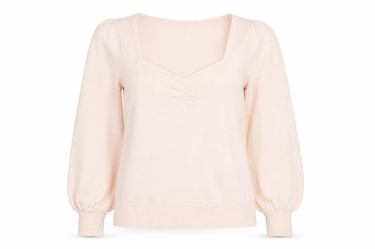Oasis Women Pink S Square Neck Balloon Sleeve Viscose Knit Jumper