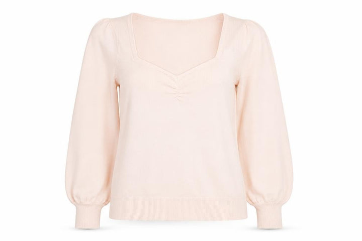 Oasis Women Pink S Square Neck Balloon Sleeve Viscose Knit Jumper