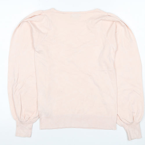 Oasis Women Pink S Square Neck Balloon Sleeve Viscose Knit Jumper