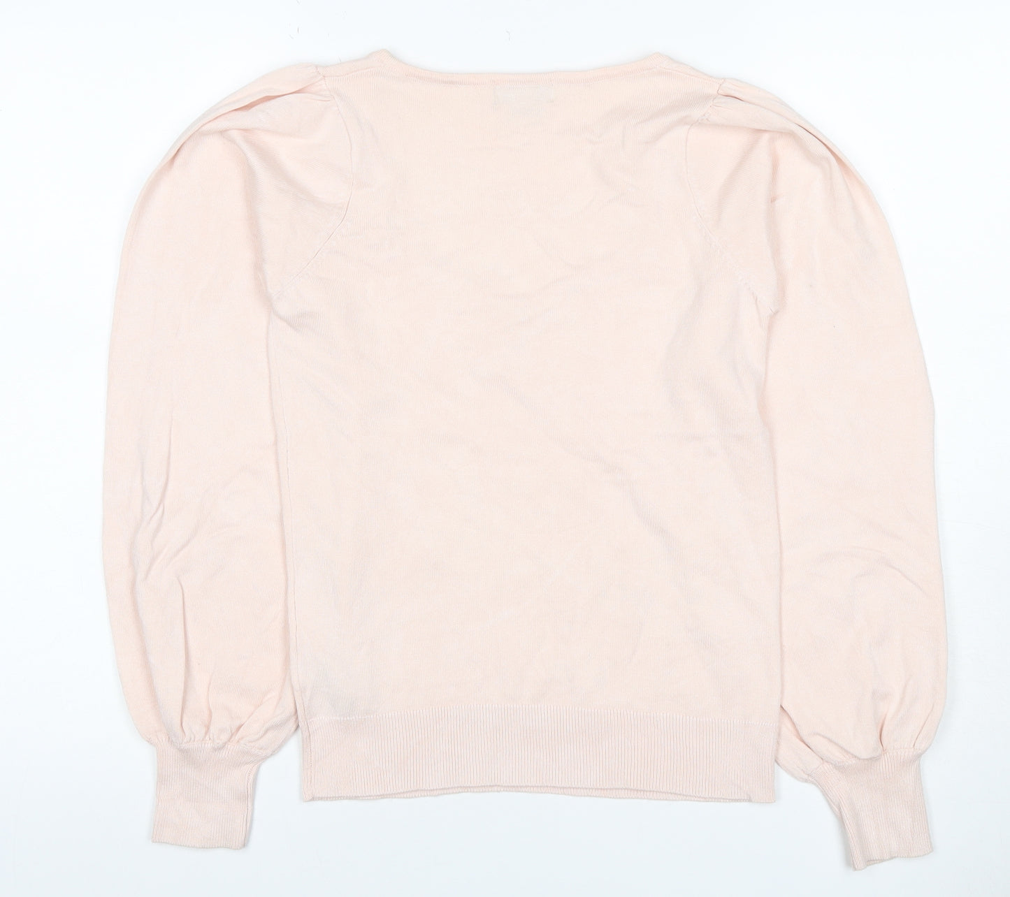 Oasis Women Pink S Square Neck Balloon Sleeve Viscose Knit Jumper