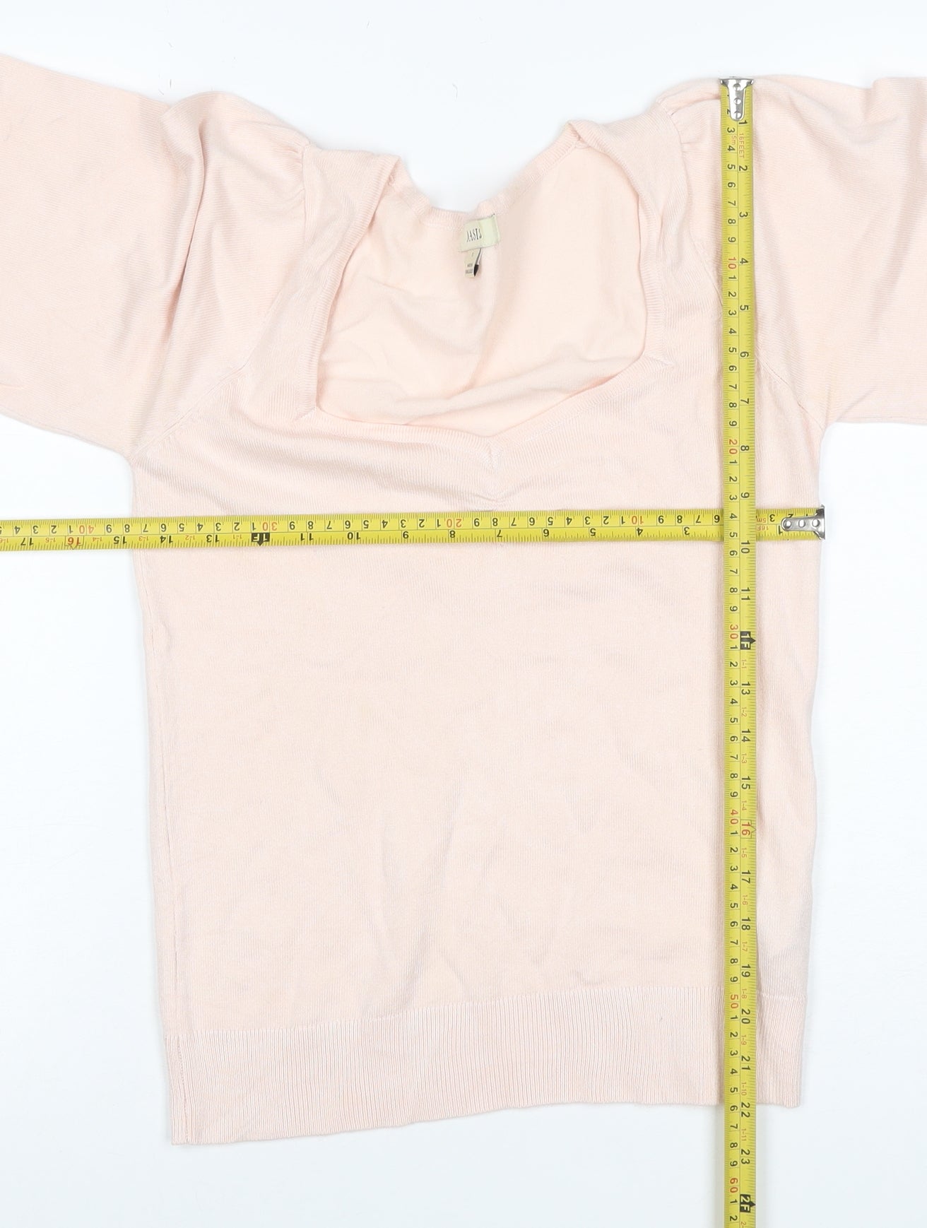 Oasis Women Pink S Square Neck Balloon Sleeve Viscose Knit Jumper