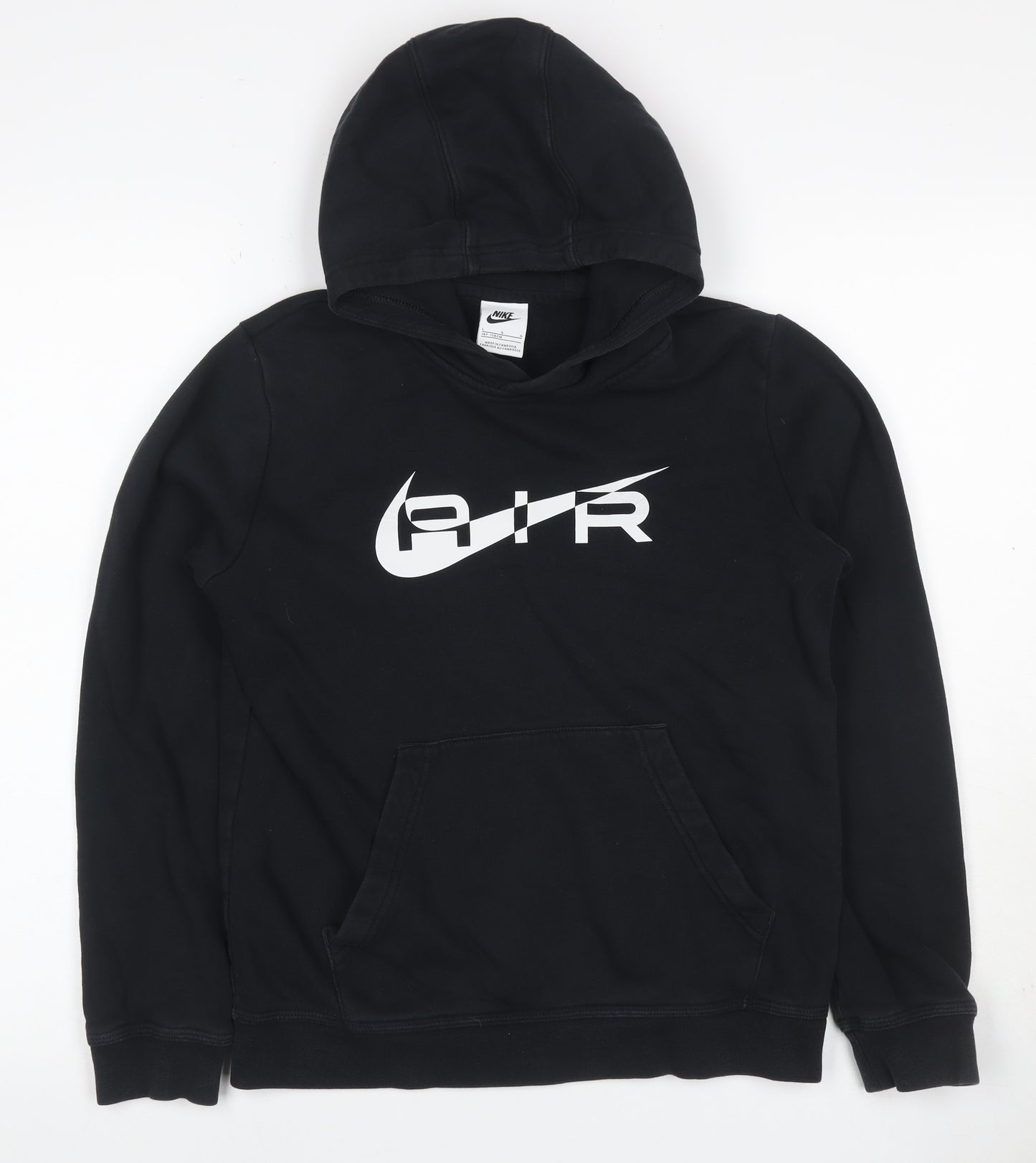 Nike Boys Black 14-15 Years Air Logo Pullover Hoodie Fleece
