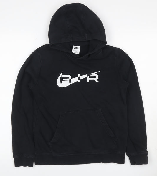 Nike Boys Black 14-15 Years Air Logo Pullover Hoodie Fleece