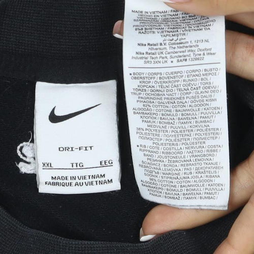 Nike Unisex Adults Black 2XL Pullover Crew Neck Logo Sweatshirt
