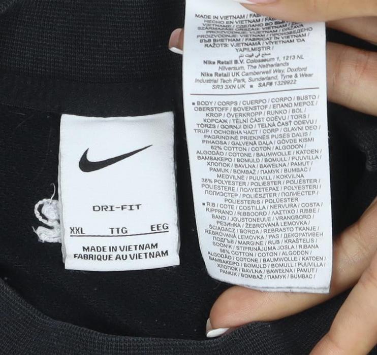Nike Unisex Adults Black 2XL Pullover Crew Neck Logo Sweatshirt