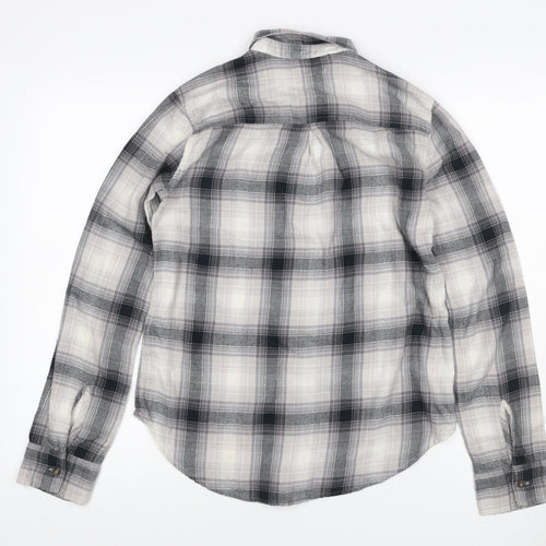 Hollister Men’s Grey Plaid Cotton Button-Up Shirt XS Long Sleeve