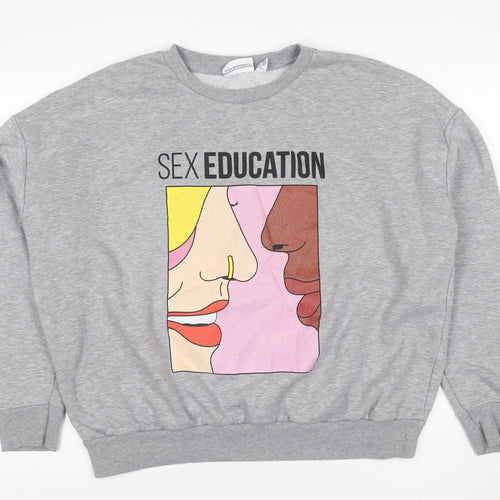 Primark Women Grey M Sex Education Graphic Print Pullover Sweatshirt