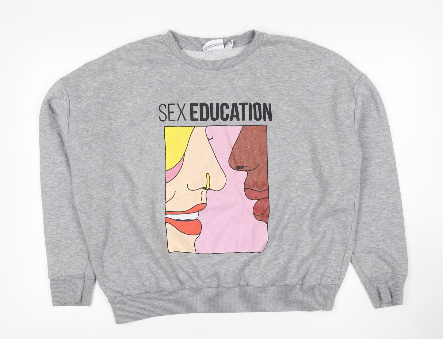 Primark Women Grey M Sex Education Graphic Print Pullover Sweatshirt