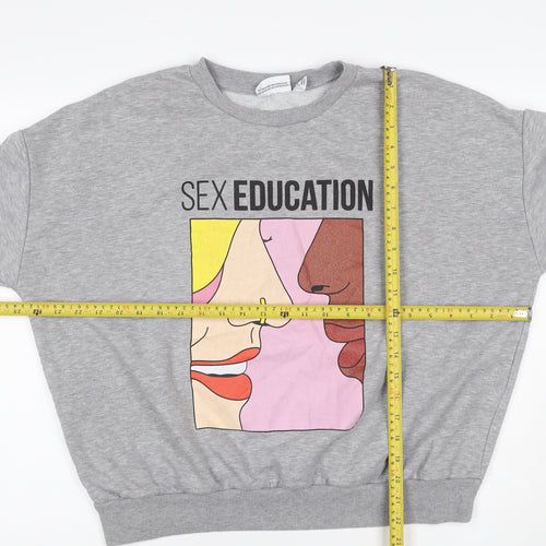 Primark Women Grey M Sex Education Graphic Print Pullover Sweatshirt